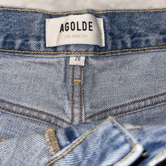 Agolde Light Blue Frayed Jean Shorts 28 - Picture 2 of 9